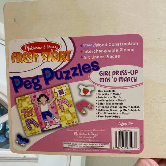 Melissa & Doug Girl Dress-Up Mix 'n Match Wooden Peg Puzzle MUST BE BUNDLED - Picture 3 of 6